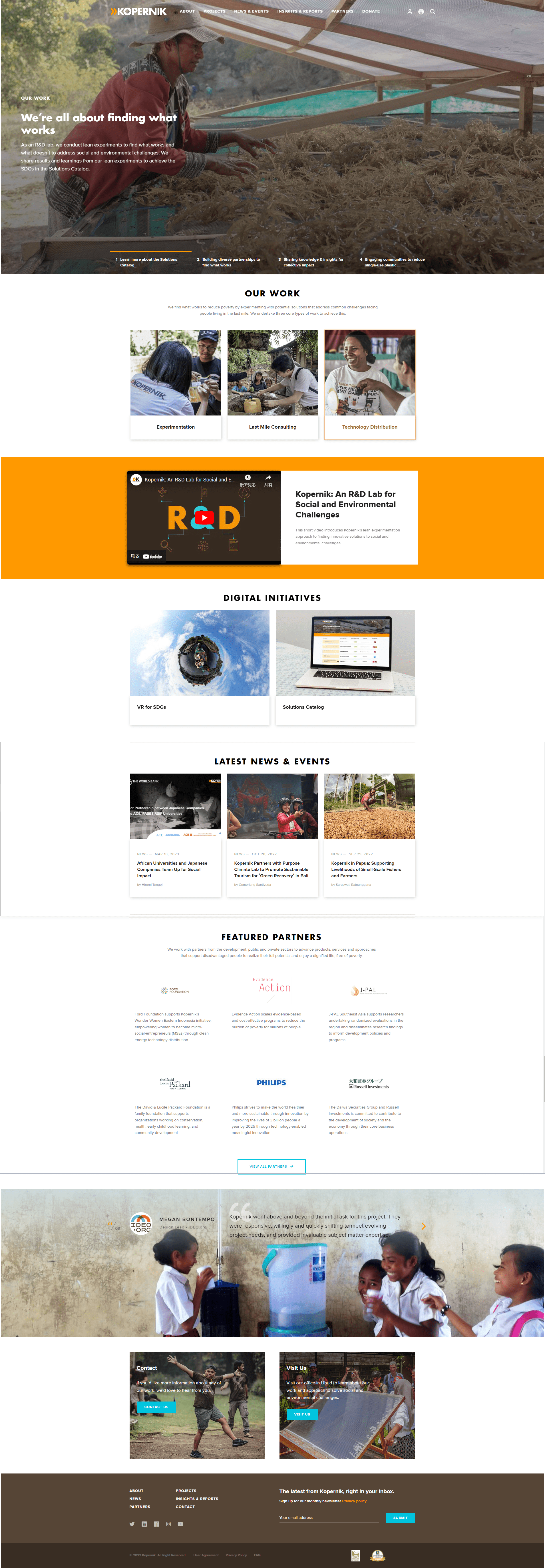 Original Kopernik landing page - Before redesign